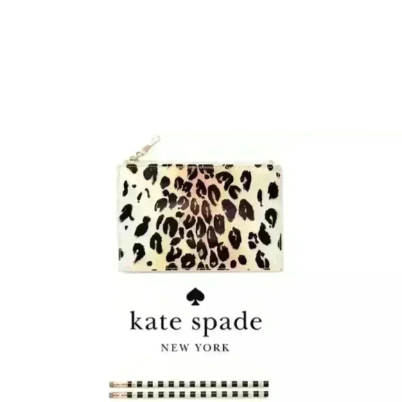 kate spade Handbags - Kate Spade leopard pouch with 2 pencils eraser, sharpener nwt